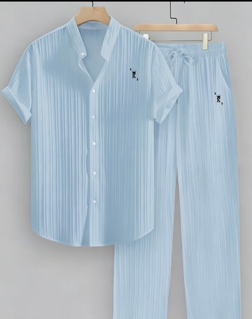 MeM -s SUMMER VACATION STYLE.   Men'S Summer Vacation Style And Linen Suit, Loose And Breathable Shirt And Pants Two-Piece Set